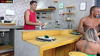 Damn! Latina loves visitors and gets it on in the kitchen right away!