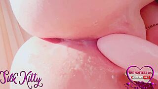 Intense close-up ASMR toy masturbation with passionate moans leading to huge orgasm