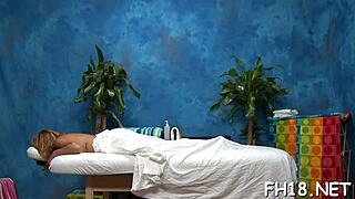 Oiled teen masseuse babe drilled hard in interracial session