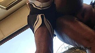 Horny big ass Nimi caught rubbing wet pussy in public