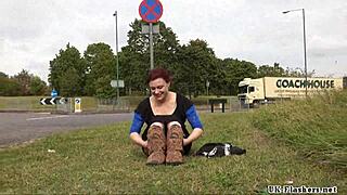 Public Amateur Exhibitionist Isabel Dean Flashes Shaved Pussy Outdoors