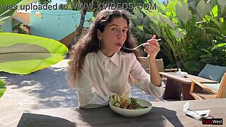 Ever seen someone eat cafe food with cum on their face publicly?