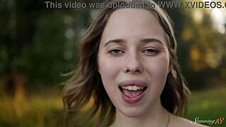 Wow, teen temptress Alice Flore diddles her shaved pussy on camping day!