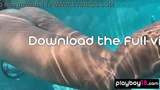 Naked ebony milf Ana Foxxx fingers her hairy black pussy under water in solo masturbation session