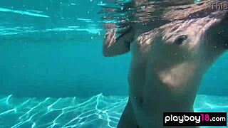 Naked ebony milf Ana Foxxx fingers her hairy black pussy under water in solo masturbation session