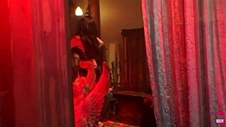 The Asian girl with big tits, after a blowjob and deep throat, gets double penetration.