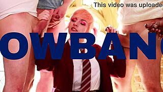 Blonde british student studies alone