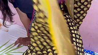 Desi bhabhi in saree enjoys dirty sex with audio