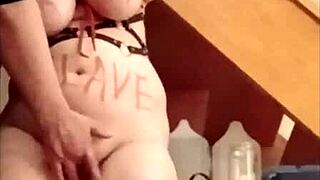 subtle hints of flashing with bound european slut in amateur bondage play