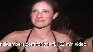 girl at foam party flashes hot wet bikinis?