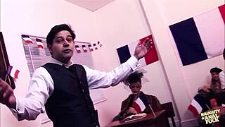 these brunettes in costumes are up for a wild dp orgy with anal blowjobs and fingering 😈