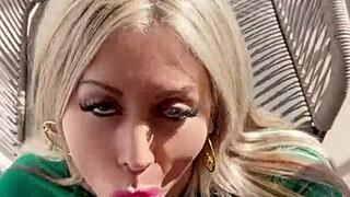 Couple shares deepthroat blowjob with saliva