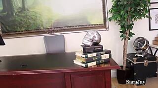 Sara Jay Fucks Curvy Blonde On Desk With Toys