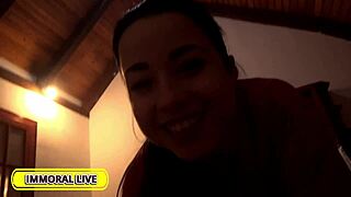 Naughty stepsister Taissia Shanti rides in doggystyle threesome! Lick those sexy tits with stepbrother and pal!