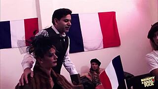 these brunettes in costumes are up for a wild dp orgy with anal blowjobs and fingering 😈