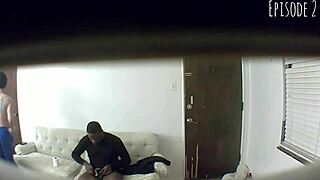 spy cam series - ep2 catches ebony handjob and cum in mouth