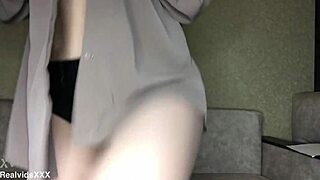 sweet amateur with nipple clamps rides fake cock and fingers panties