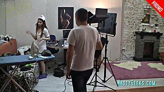 NURSE IN SEDUCTIVE COSPLAY PHOTOSHOOT WITH STOCKINGS AND LEGS AT HOSPITAL!