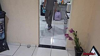 cheating wife teases naughty plumber with her pussy