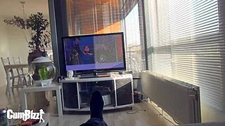 brunette teen sucks big cock sloppy for cum