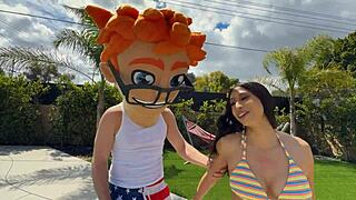 sona cleans pool then gets deepthroat and doggystyle from porndude