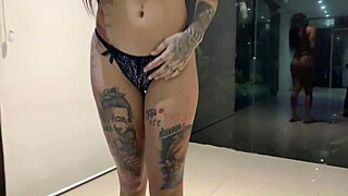 I'm this naughty latina with piercings showing my titts until he fucks me