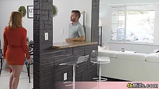 I love how this busty redhead housewife seduces our lucky neighbor for a hot FFM threesome with heels and oral action.