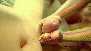 Sexy latina babe gives footjob while playing with her pussy in close up POV - vanillaandcaramel