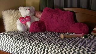 Amber Hahn dildo worship masturbation with big tits shaved pussy in lingerie 😘