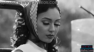 Petite asian babe strips lingerie!