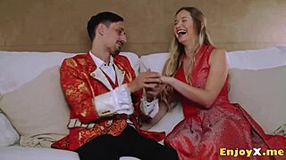 Dissolute Platinum-Blond Worships Bald Twat And Fellates Man Rod