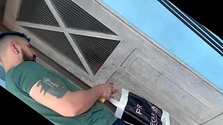 The delivery guy gets lucky and fucks the pretty Argentinian and Brazilian girls in doggystyle.