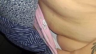 my uncle's wife sent this tattooed curvy beauty video with shaved pussy and big natural tits while i was next door