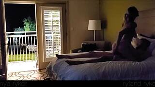 Hot young slut fucked hard in motel with door open 😈