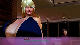 Blonde plays cumshot game with big tits