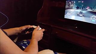 Playing Nfs While Getting Blowjob Until Swallow