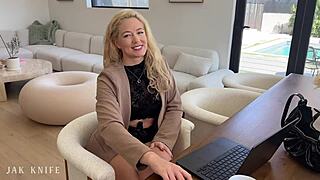 River Lynn Feels Intense Pleasure as Office Slut Gets Fucked After Masturbating at Work