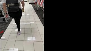 Flashing my ass in the public store made me so horny, I masturbated in the restroom.