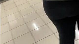 Flashing my ass in the public store made me so horny, I masturbated in the restroom.