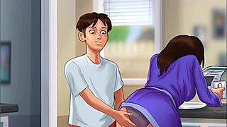 babe gives back rub while sucking cock