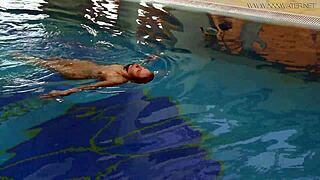 Lina Mercury in red lingerie underwater