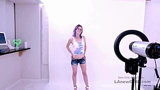 Shy Purple-Haired Model Swallows Cum After Hard Fucking At Audition!