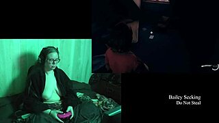 Naked brunette with big natural tits in night springs