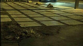 Stranded teen amateur gets rough doggystyle domination outdoors in public