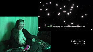 Naked brunette with big natural tits in night springs