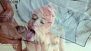 sensual pornstar mina k gets fucked by three big black cocks, drinks pee, and swallows their loads