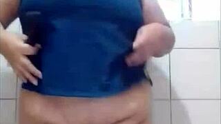 sexy latina milf masturbates, touching herself and playing with her toy seductively