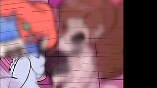 grace fucks benjamin passionately on the balcony in futanari action