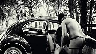 what happens with retro interracial sex in old fusca car?