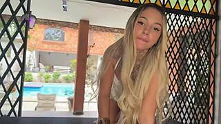 Exclamatory-Provocative Petite Tight Pussy Blonde Moans to Hard Doggystyle Fuck and Cumshot! Yasmin Avila Takes It All!